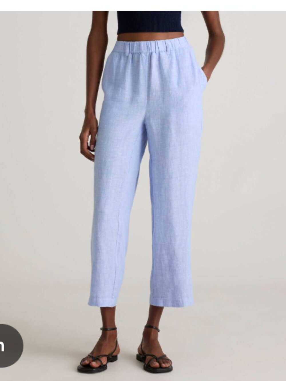 Quince 100% European Linen pants straight leg Light Blue Pull-On Pants m medium